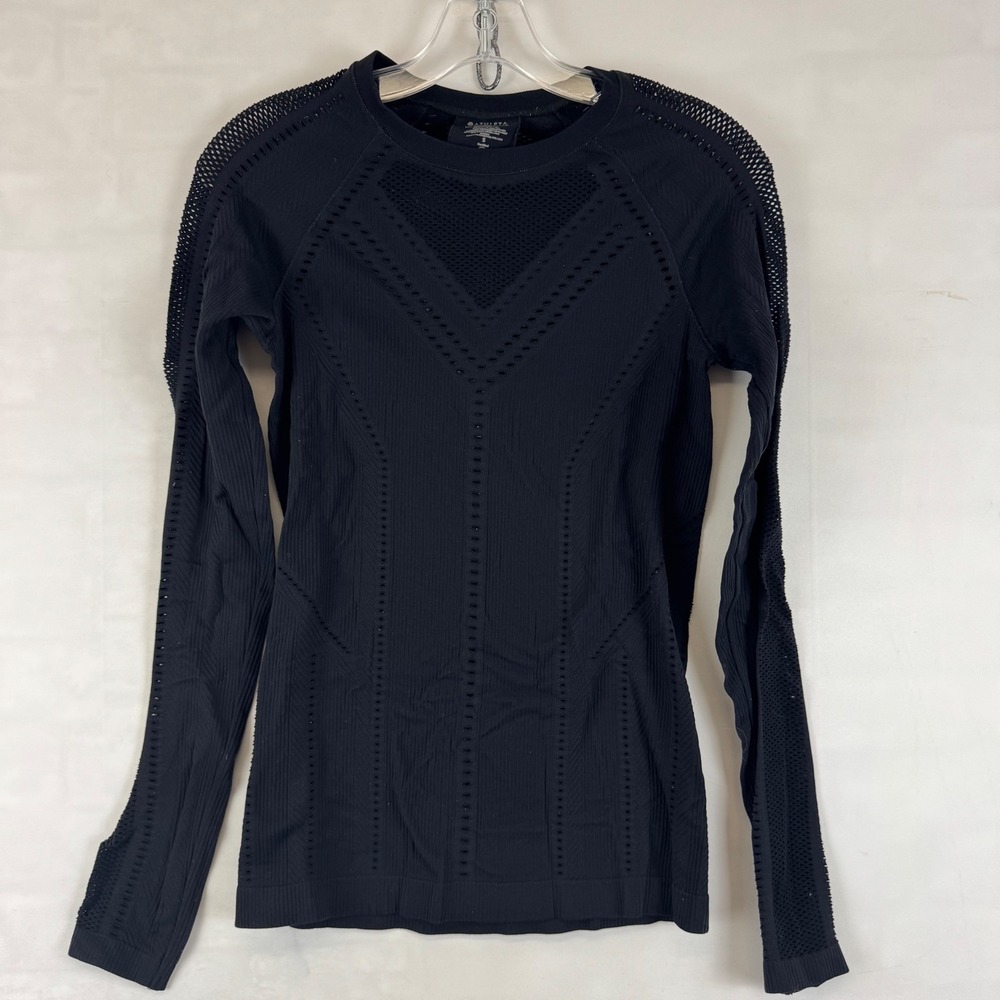 Athleta Seamless Long Sleeve Mesh Performance Top Small‎ Black